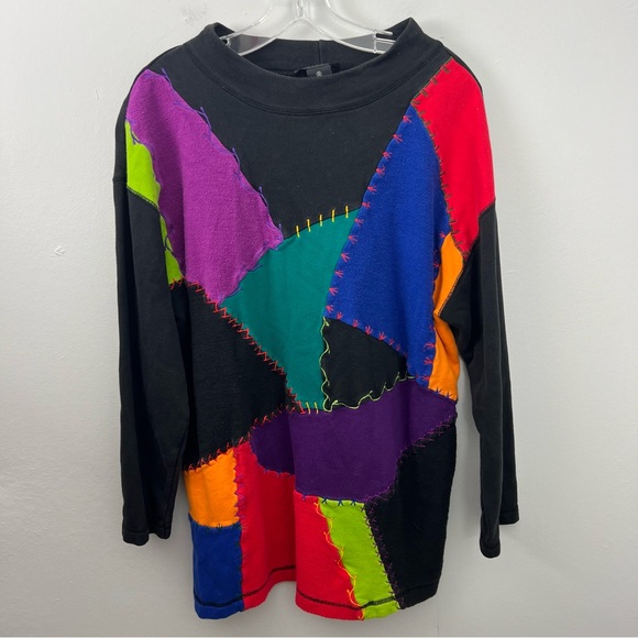 Vintage Tops - Vintage Patchwork Multi Color Top